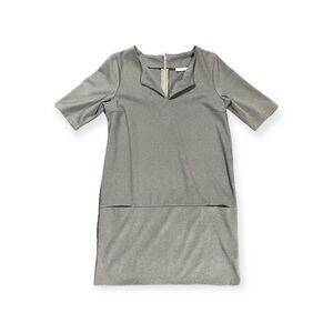 Halogen Dress Women's XS Black Stretch Split V-Neck Short Sleeve Loose Fit Mod‎